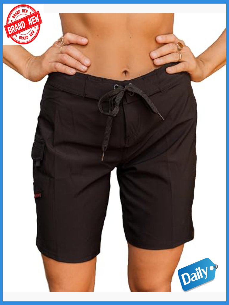 Women's 9" Stretch Boardshorts - Quick Dry Upf 50+ Drawstring